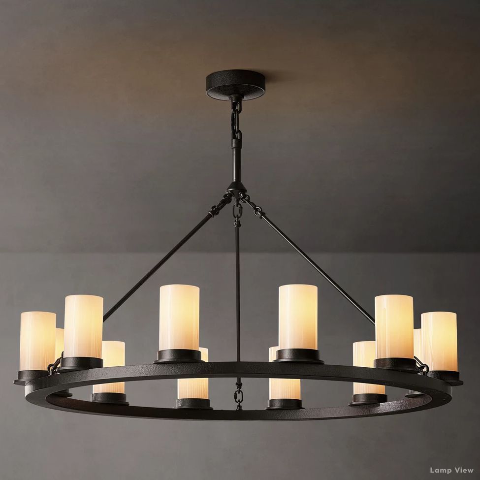 Ondra Charred Metal Round Chandelier 36"