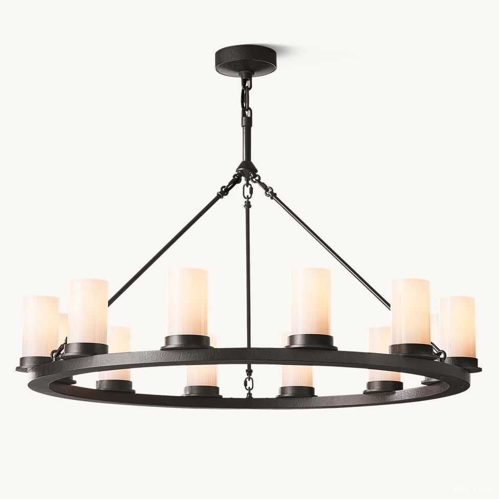 Ondra Charred Metal Round Chandelier 36"