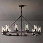 Ondra Charred Metal Round Chandelier 36"