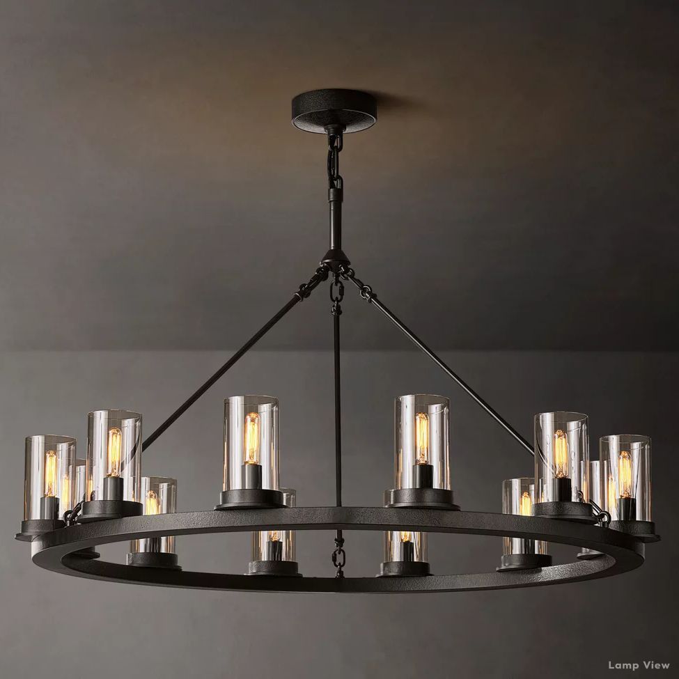 Ondra Charred Metal Round Chandelier 36"
