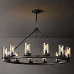 Ondra Charred Metal Round Chandelier 36"