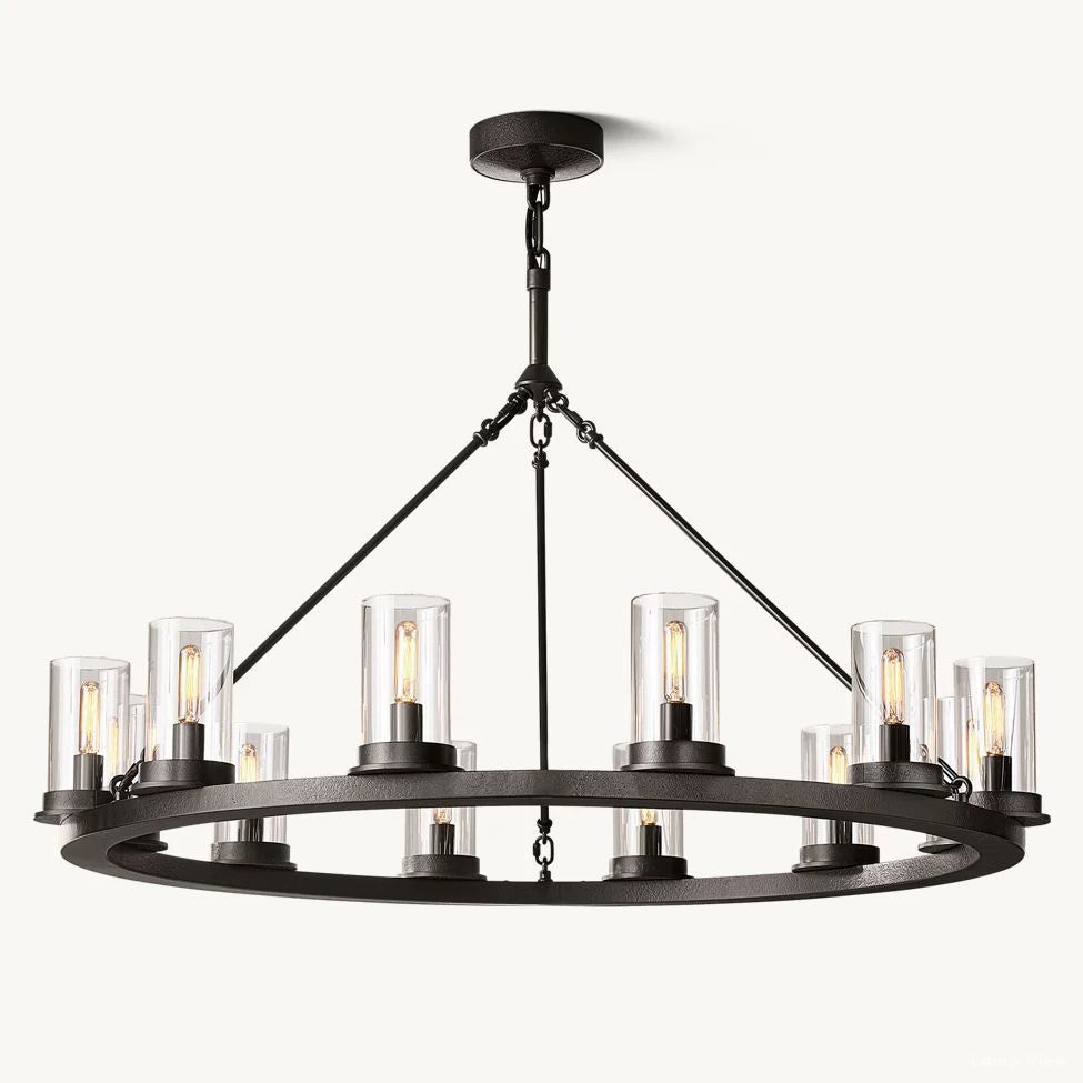 Ondra Charred Metal Round Chandelier 36"