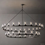 Ondra Charred Metal Two-Tier Round Chandelier 72"