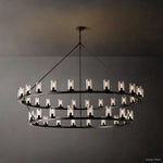 Ondra Charred Metal Two-Tier Round Chandelier 72"