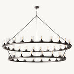 Ondra Charred Metal Two-Tier Round Chandelier 72"