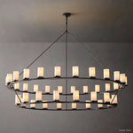 Ondra Charred Metal Two-Tier Round Chandelier 72"