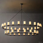Ondra Charred Metal Two-Tier Round Chandelier 72"