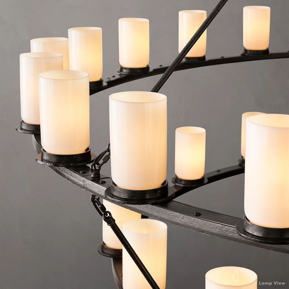 Ondra Charred Metal Two-Tier Round Chandelier 72"