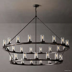 Ondra Charred Metal Two-Tier Round Chandelier 60"