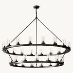 Ondra Charred Metal Two-Tier Round Chandelier 60"