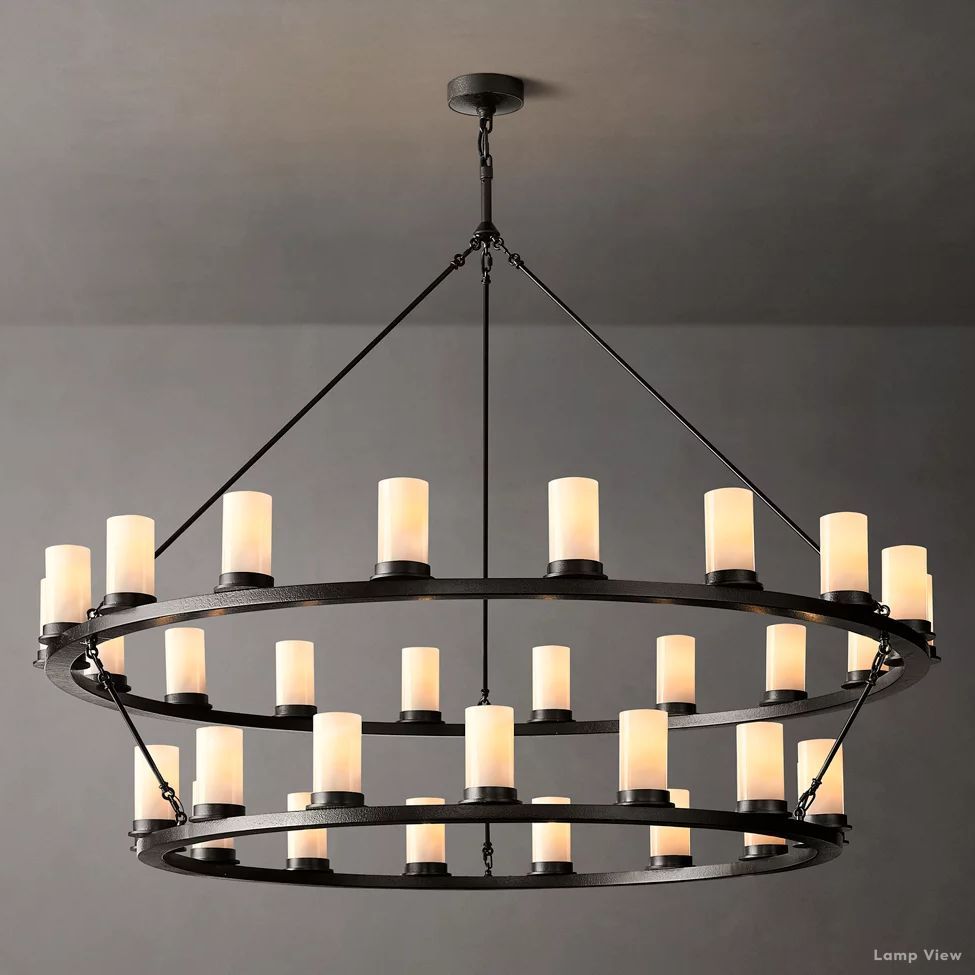 Ondra Charred Metal Two-Tier Round Chandelier 60"