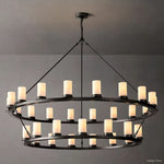 Ondra Charred Metal Two-Tier Round Chandelier 60"