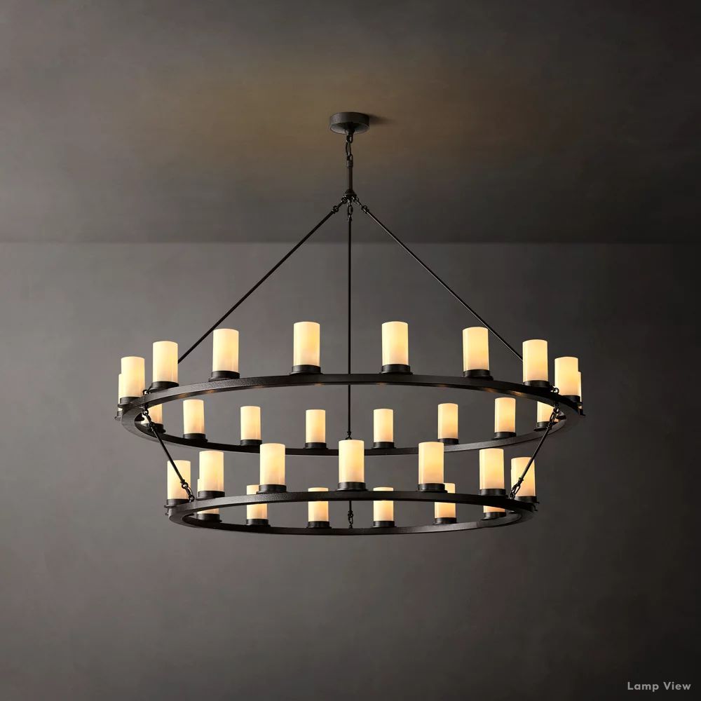 Ondra Charred Metal Two-Tier Round Chandelier 60"
