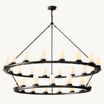 Ondra Charred Metal Two-Tier Round Chandelier 60"