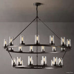 Ondra Charred Metal Two-Tier Round Chandelier 48"