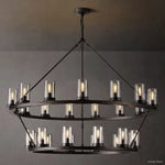 Ondra Charred Metal Two-Tier Round Chandelier 48"
