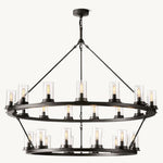 Ondra Charred Metal Two-Tier Round Chandelier 48"