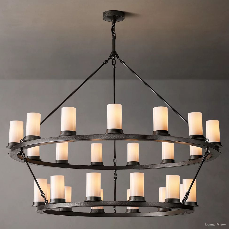 Ondra Charred Metal Two-Tier Round Chandelier 48"