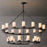 Ondra Charred Metal Two-Tier Round Chandelier 48"