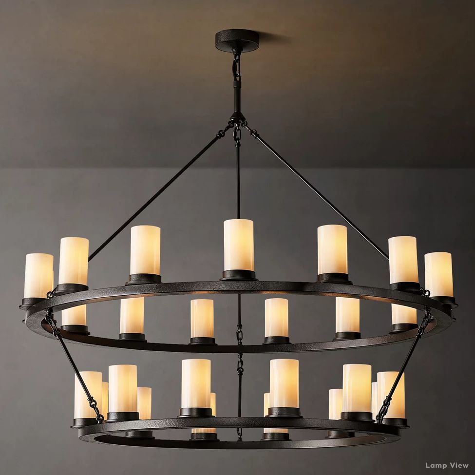 Ondra Charred Metal Two-Tier Round Chandelier 48"