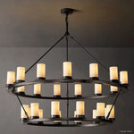 Ondra Charred Metal Two-Tier Round Chandelier 48"