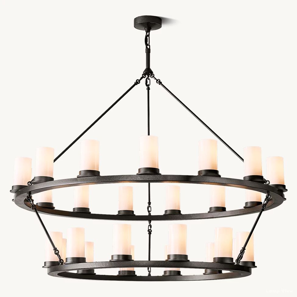 Ondra Charred Metal Two-Tier Round Chandelier 48"