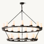 Ondra Charred Metal Two-Tier Round Chandelier 48"