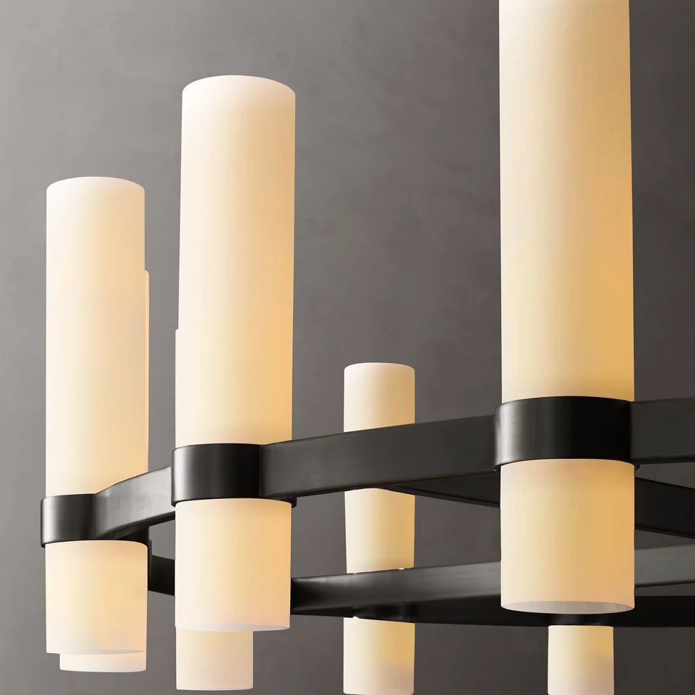 Ravelle Milk Glass Round Chandelier 36"