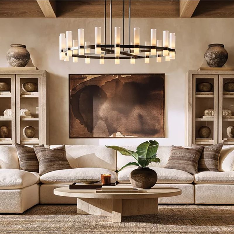 Ravelle Milk Glass Round Chandelier 48"