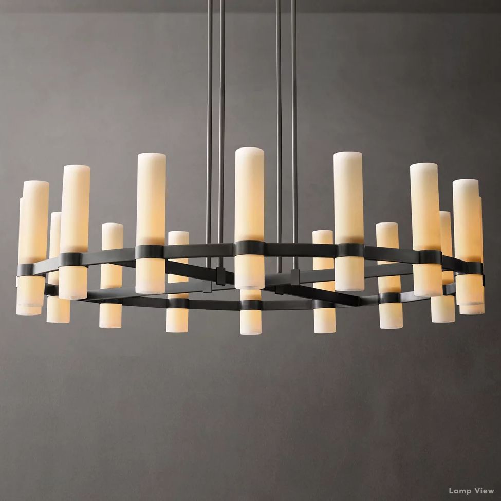 Ravelle Milk Glass Round Chandelier 48"