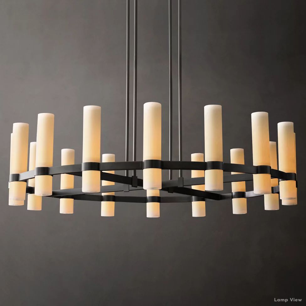 Ravelle Milk Glass Round Chandelier 48"