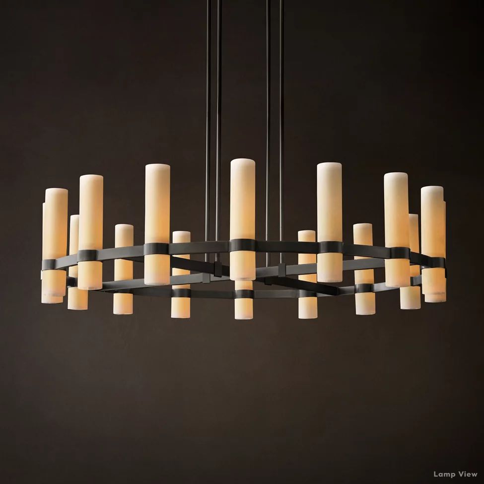 Ravelle Milk Glass Round Chandelier 48"
