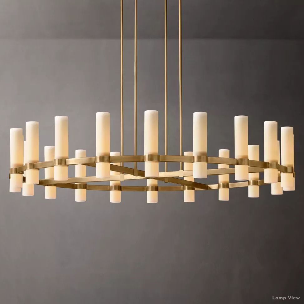 Ravelle Milk Glass Round Chandelier 60"