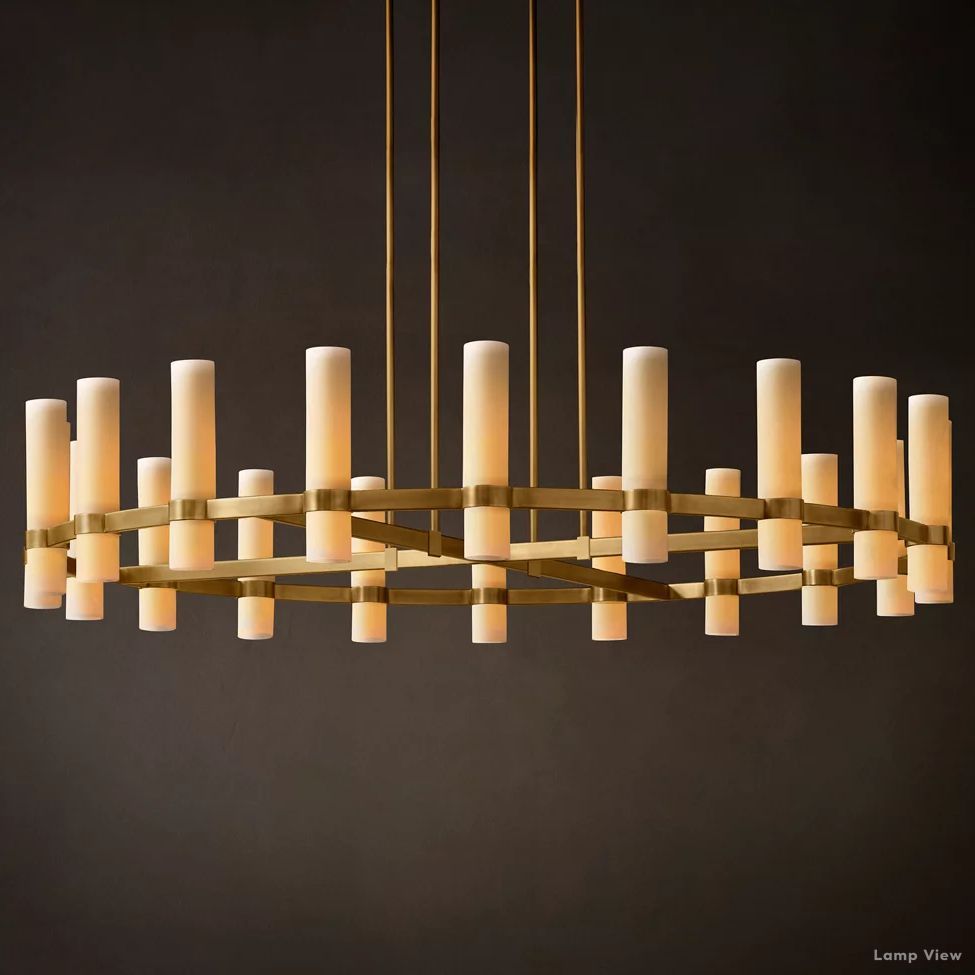 Ravelle Milk Glass Round Chandelier 60"