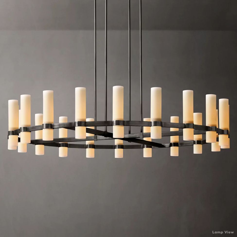 Ravelle Milk Glass Round Chandelier 60"