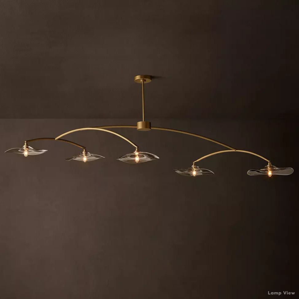 Lily Arcing Glass Linear Chandelier 80"