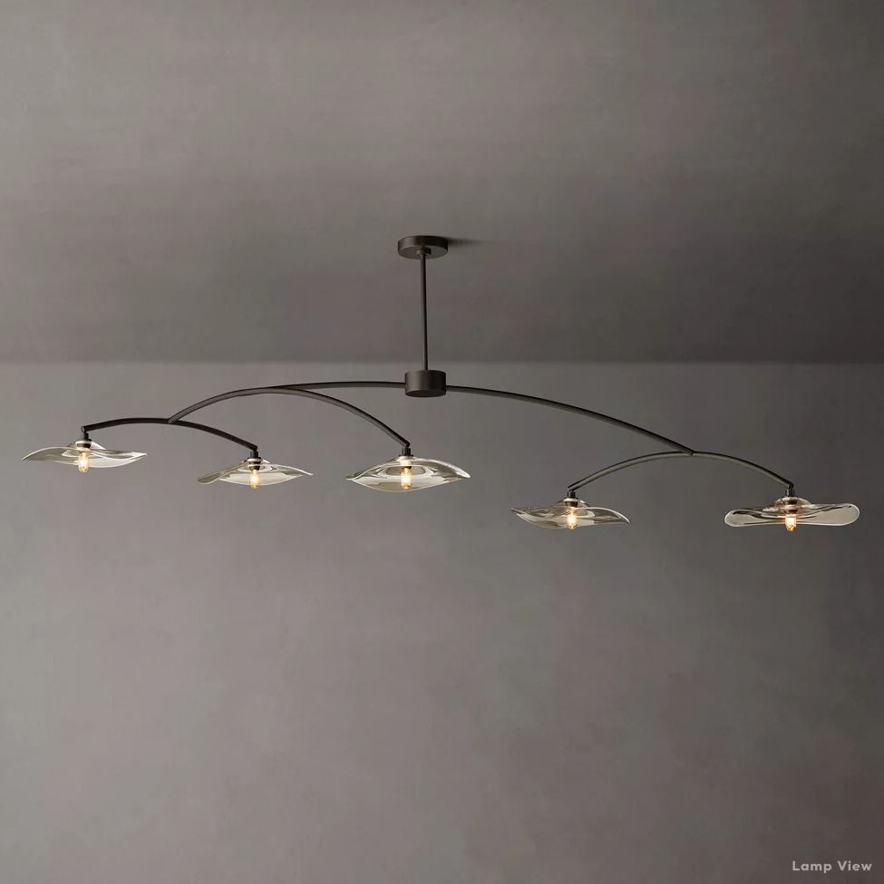 Lily Arcing Glass Linear Chandelier 80"
