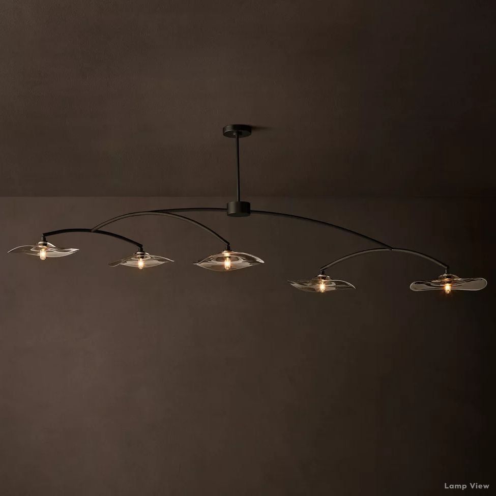 Lily Arcing Glass Linear Chandelier 80"