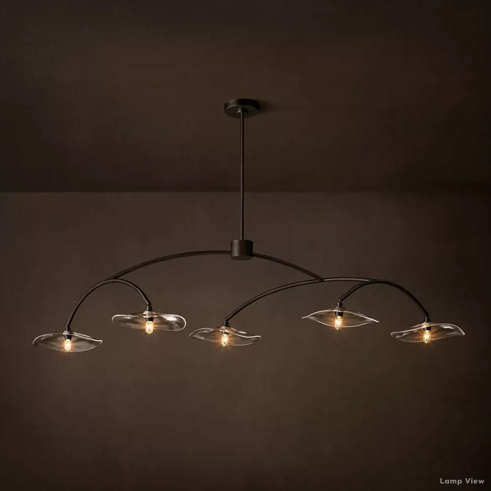 Lily Arcing Glass Linear Chandelier 60"