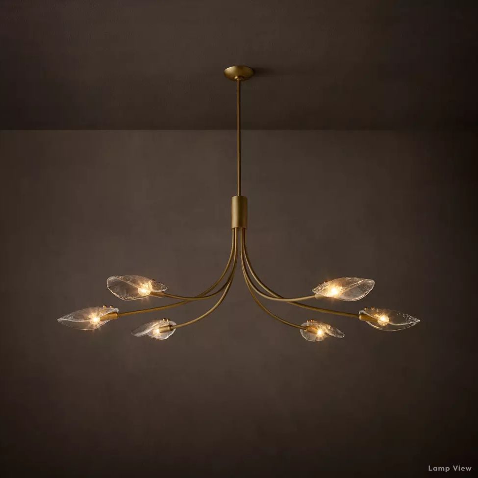 Shell Airy Glass Linear Chandelier 54"