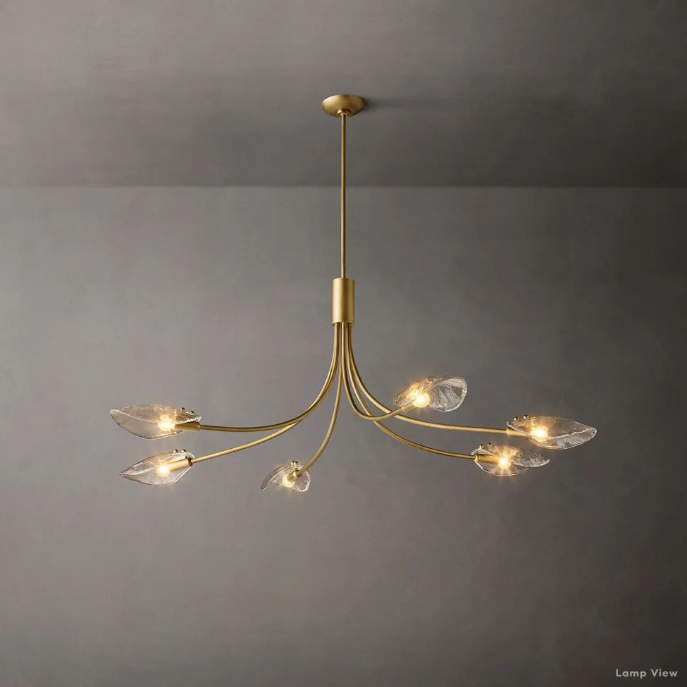 Shell Airy Glass Linear Chandelier 54"