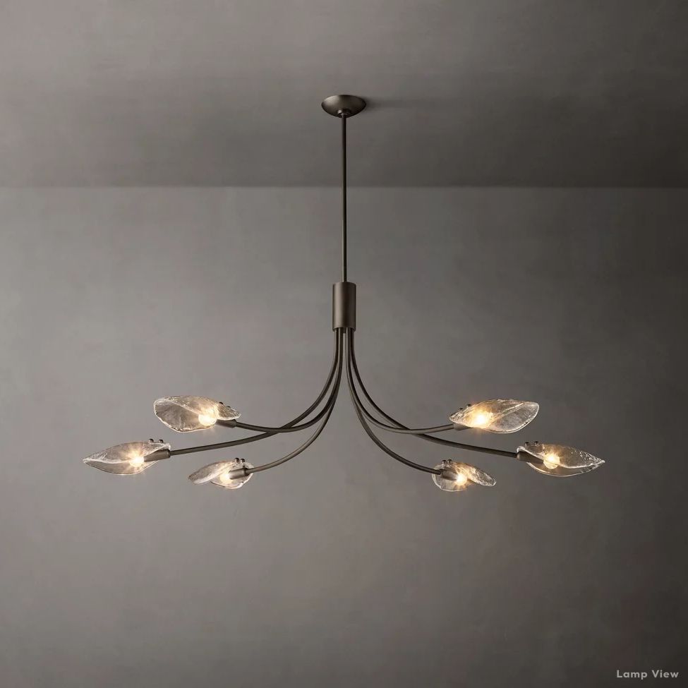 Shell Airy Glass Linear Chandelier 54"