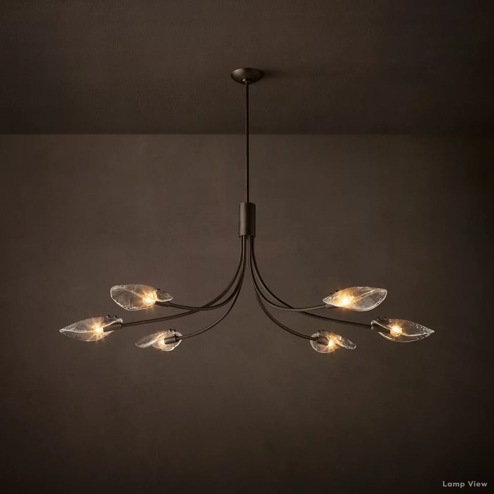 Shell Airy Glass Linear Chandelier 54"
