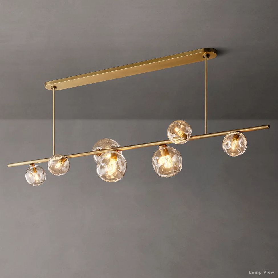 Bubble Organic Glass Linear Chandelier 78"