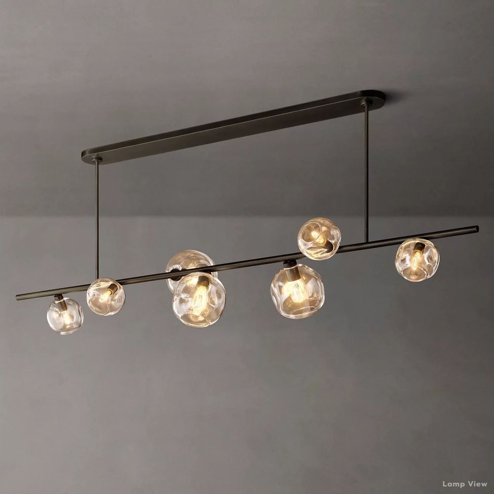 Bubble Organic Glass Linear Chandelier 78"