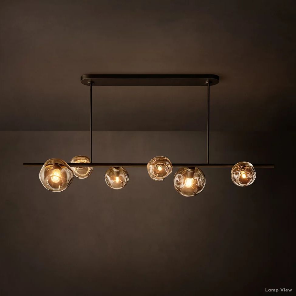 Bubble Organic Glass Linear Chandelier 60"