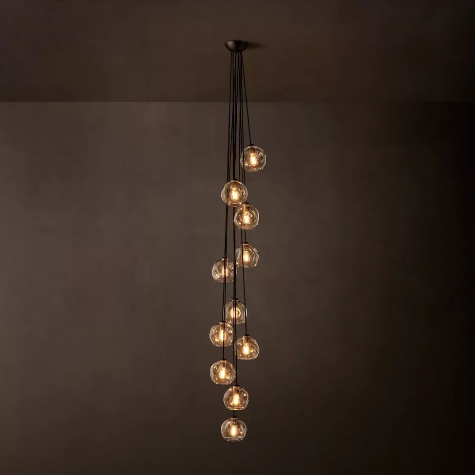 Bubble Organic Glass Cascade Chandelier 20"