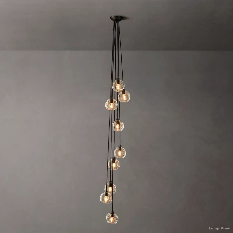 Bubble Organic Glass Cascade Chandelier 16"