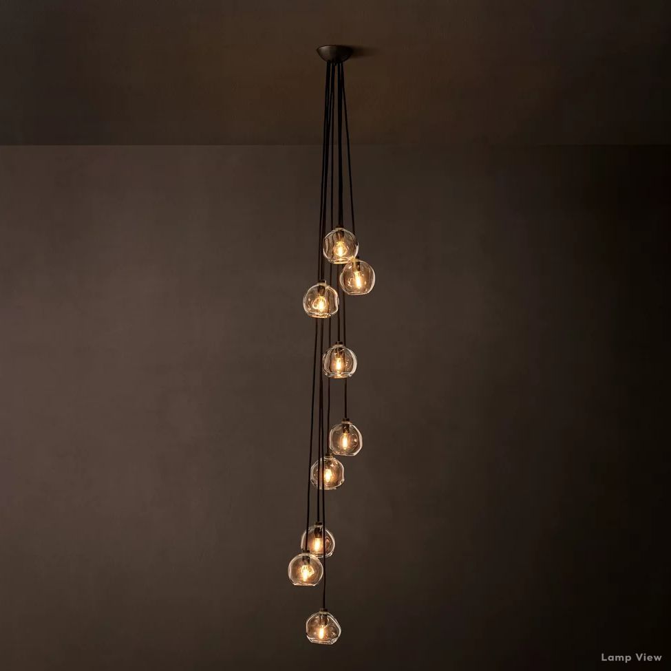 Bubble Organic Glass Cascade Chandelier 16"