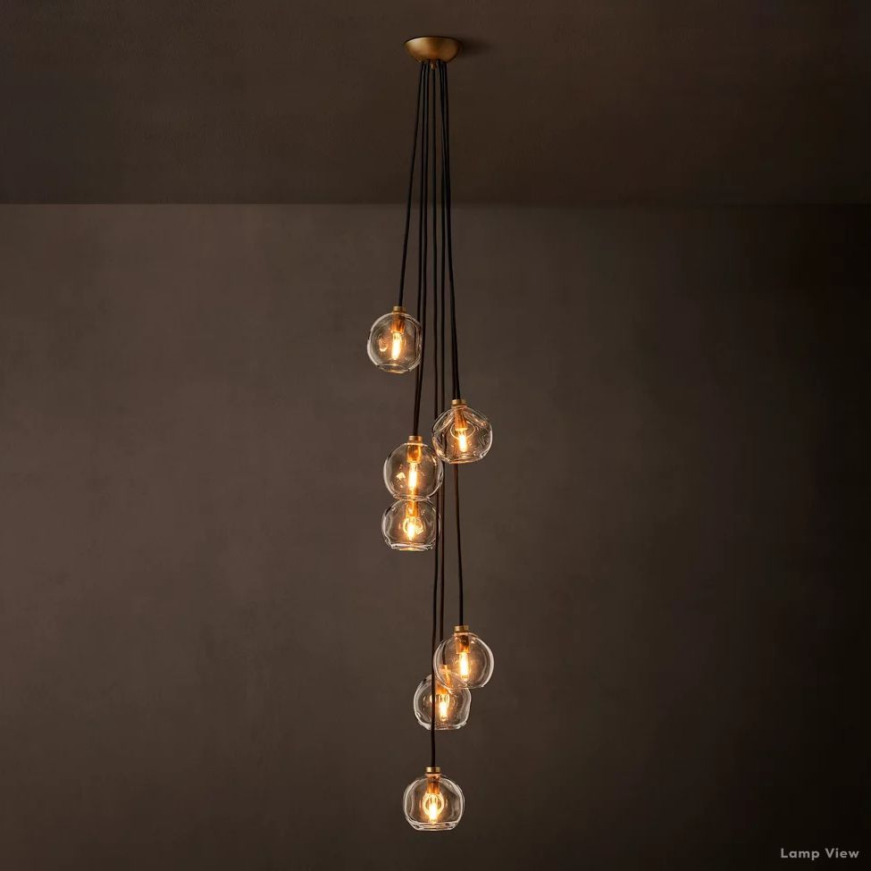 Bubble Organic Glass Cascade Chandelier 15"